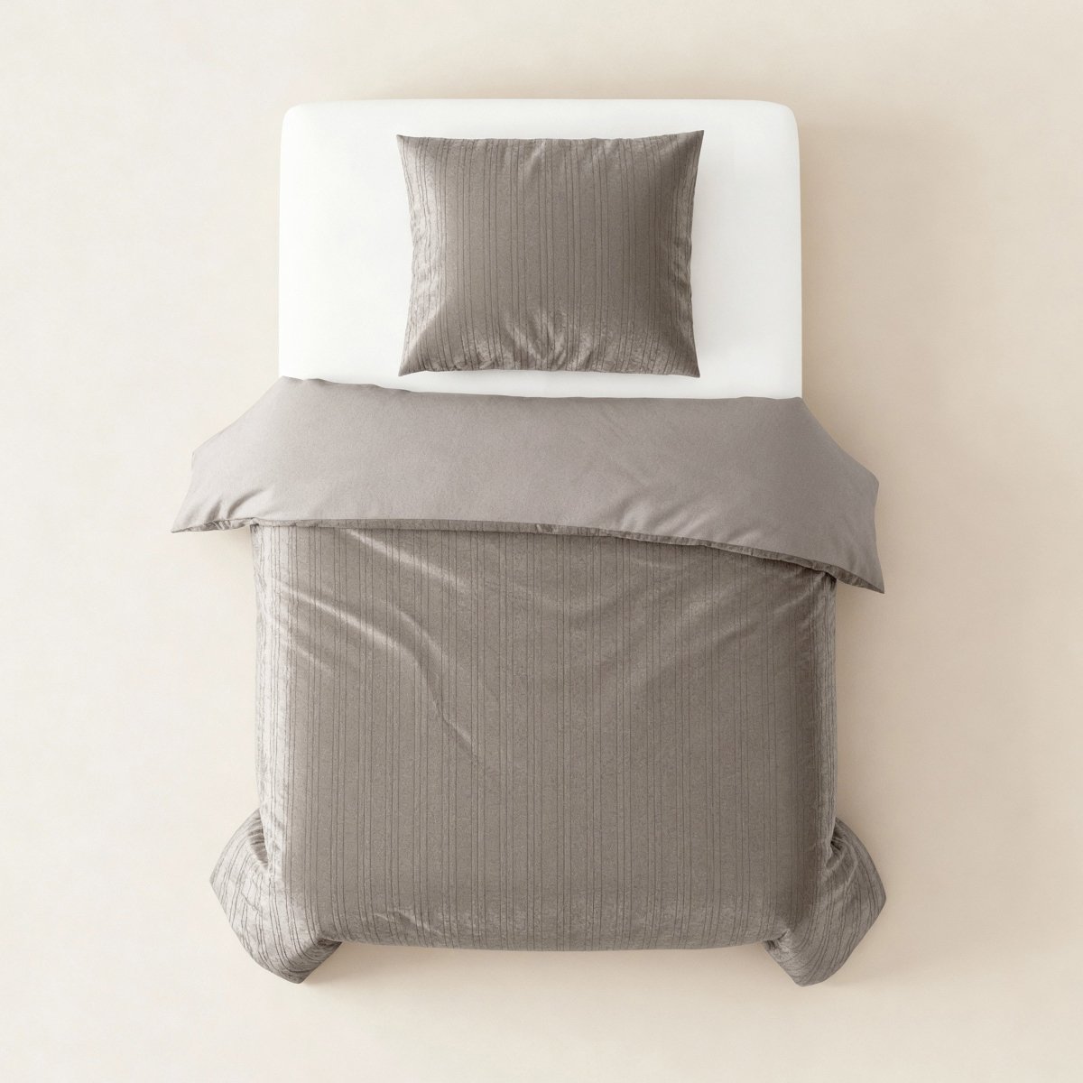 Velvet Duvet Cover Set Velvet Lining | Taupe/Grey | Double - 200cm (W) x 200/220cm (L) - The Bedding & Blankets Store