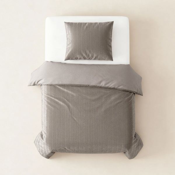 Velvet Duvet Cover Set Velvet Lining | Taupe/Grey | Double - 200cm (W) x 200/220cm (L) - The Bedding & Blankets Store
