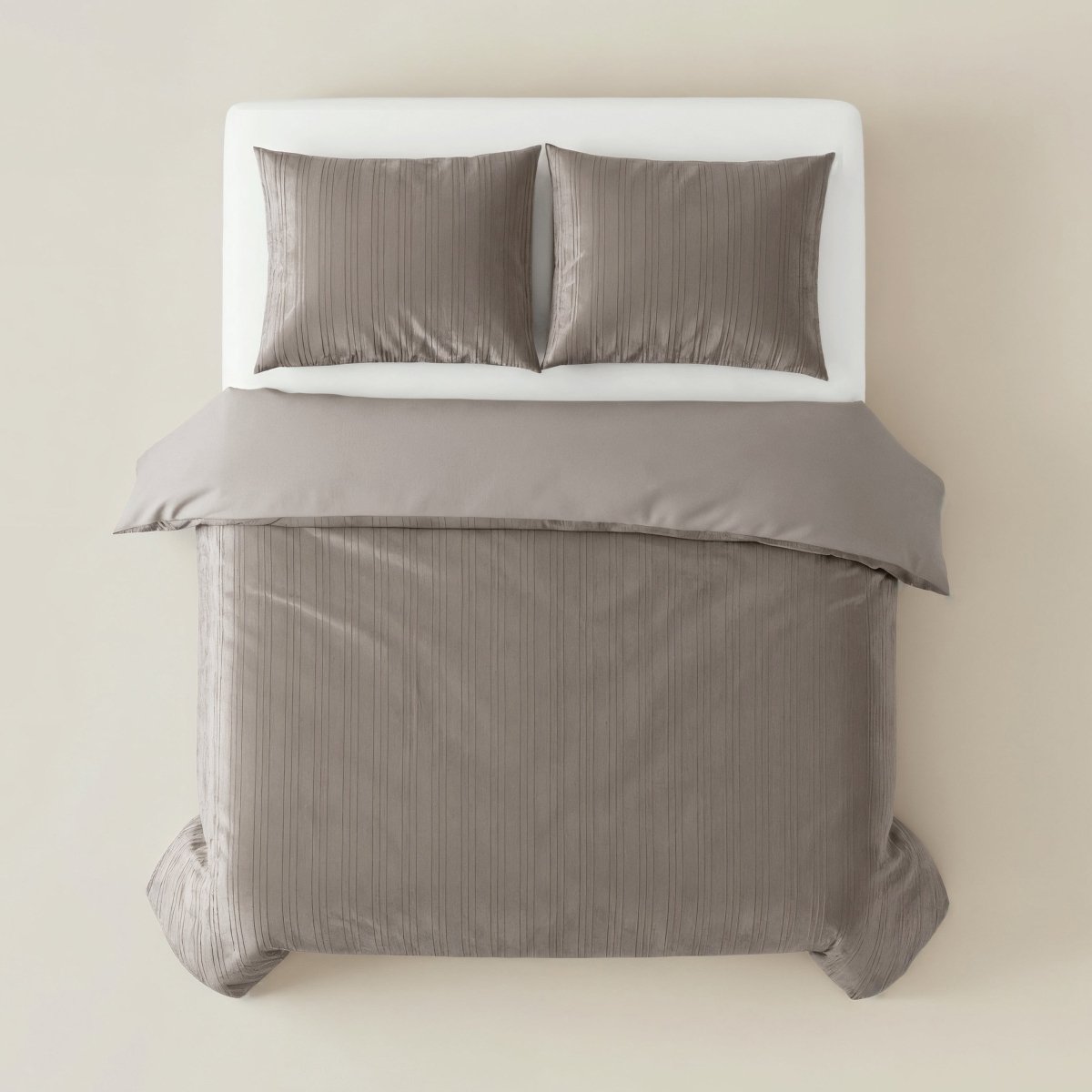 Velvet Duvet Cover Set Velvet Lining | Taupe/Grey | Double - 200cm (W) x 200/220cm (L) - The Bedding & Blankets Store
