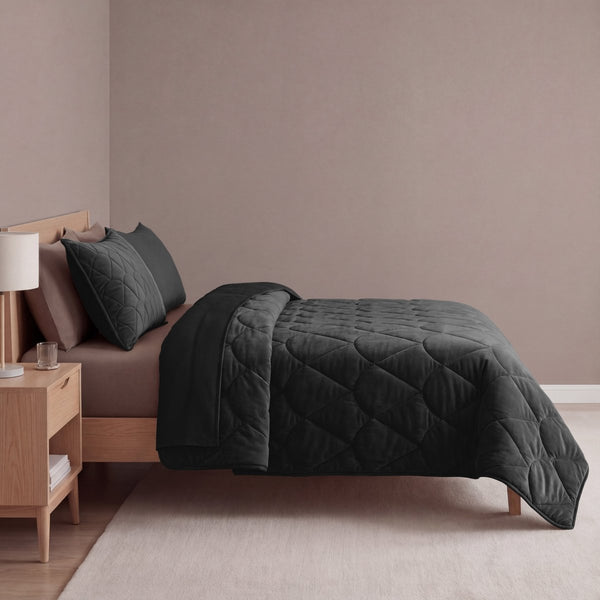Velvet Lazy Duvet Velvet | Black | King - 240cm (W) x 200cm (L) - The Bedding & Blankets Store