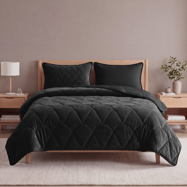 Velvet Lazy Duvet Velvet | Black | King - 240cm (W) x 200cm (L) - The Bedding & Blankets Store