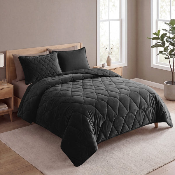 Velvet Lazy Duvet Velvet | Black | King - 240cm (W) x 200cm (L) - The Bedding & Blankets Store
