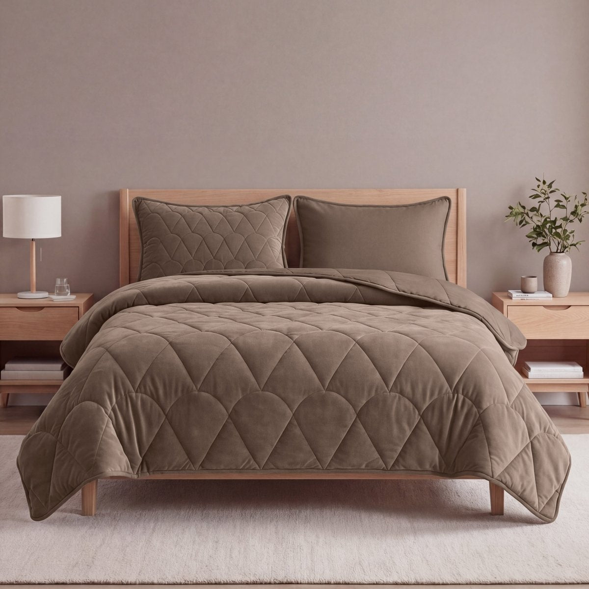 Velvet Lazy Duvet Velvet | Taupe/Brown | King - 240cm (W) x 200cm (L) - The Bedding & Blankets Store