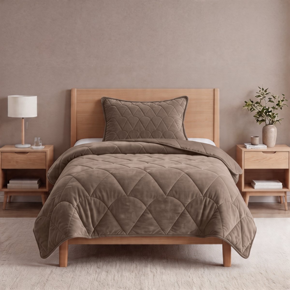 Velvet Lazy Duvet Velvet | Taupe/Brown | King - 240cm (W) x 200cm (L) - The Bedding & Blankets Store