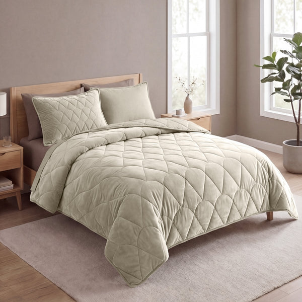 Velvet Lazy Duvet Velvet | Taupe/Grey | King - 240cm (W) x 200cm (L) - The Bedding & Blankets Store