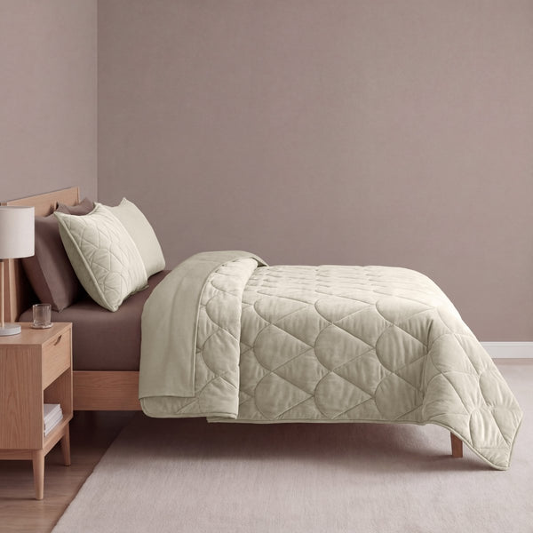 Velvet Lazy Duvet Velvet | Taupe/Grey | King - 240cm (W) x 200cm (L) - The Bedding & Blankets Store