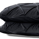 Velvet Pintuck Pillowcase | Black | 60cm x 70cm - The Bedding & Blankets Store
