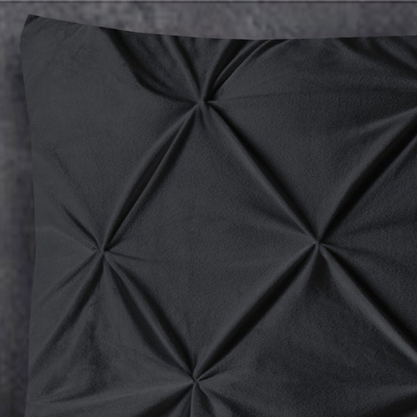 Velvet Pintuck Pillowcase | Black | 60cm x 70cm - The Bedding & Blankets Store