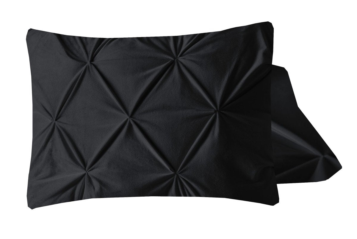 Velvet Pintuck Pillowcase | Black | 60cm x 70cm - The Bedding & Blankets Store