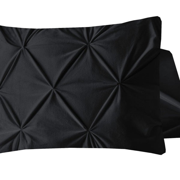 Velvet Pintuck Pillowcase | Black | 60cm x 70cm - The Bedding & Blankets Store