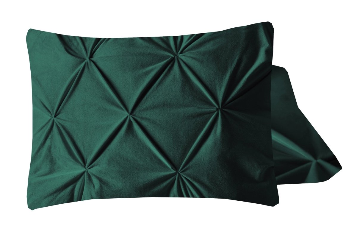Velvet Pintuck Pillowcase | Green | 60cm x 70cm - The Bedding & Blankets Store