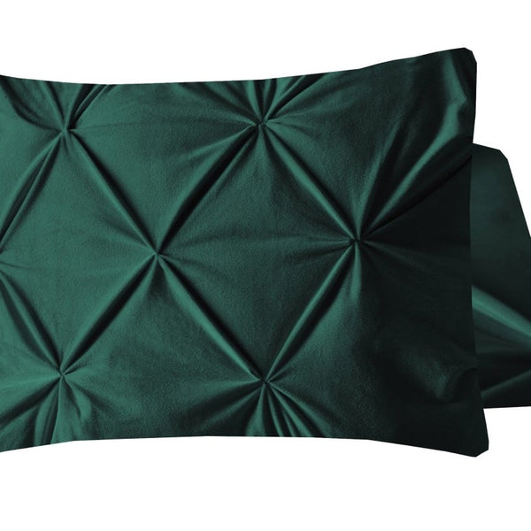 Velvet Pintuck Pillowcase | Green | 60cm x 70cm - The Bedding & Blankets Store