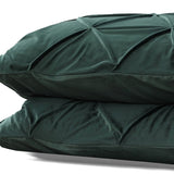 Velvet Pintuck Pillowcase | Green | 60cm x 70cm - The Bedding & Blankets Store