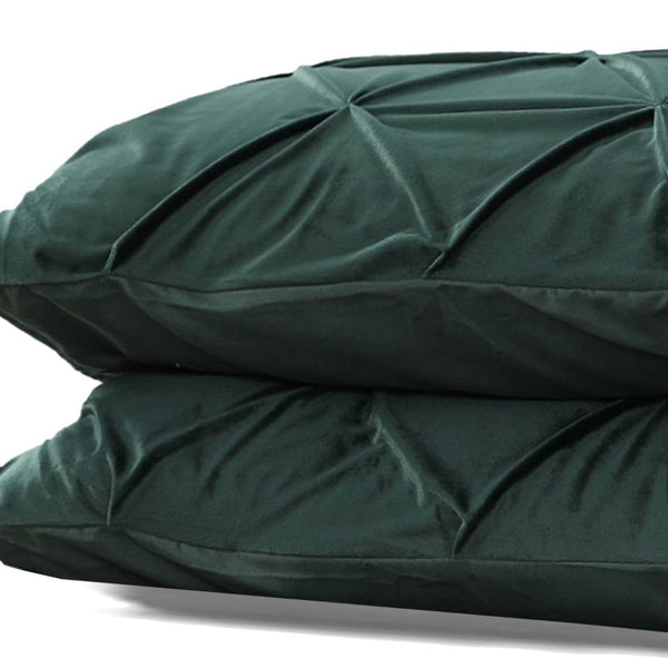 Velvet Pintuck Pillowcase | Green | 60cm x 70cm - The Bedding & Blankets Store