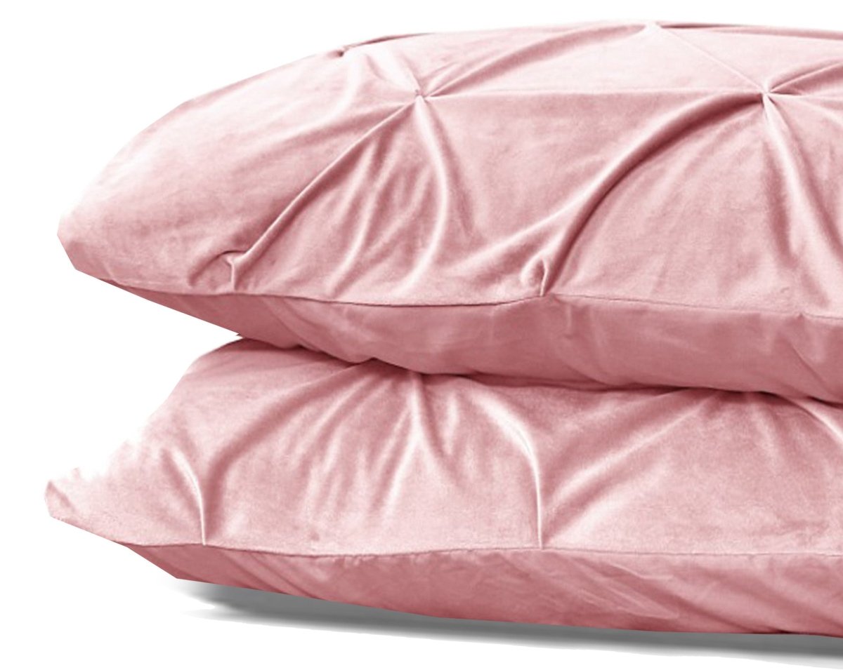 Velvet Pintuck Pillowcase | Pink | 60cm x 70cm - The Bedding & Blankets Store