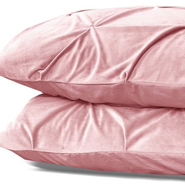 Velvet Pintuck Pillowcase | Pink | 60cm x 70cm - The Bedding & Blankets Store