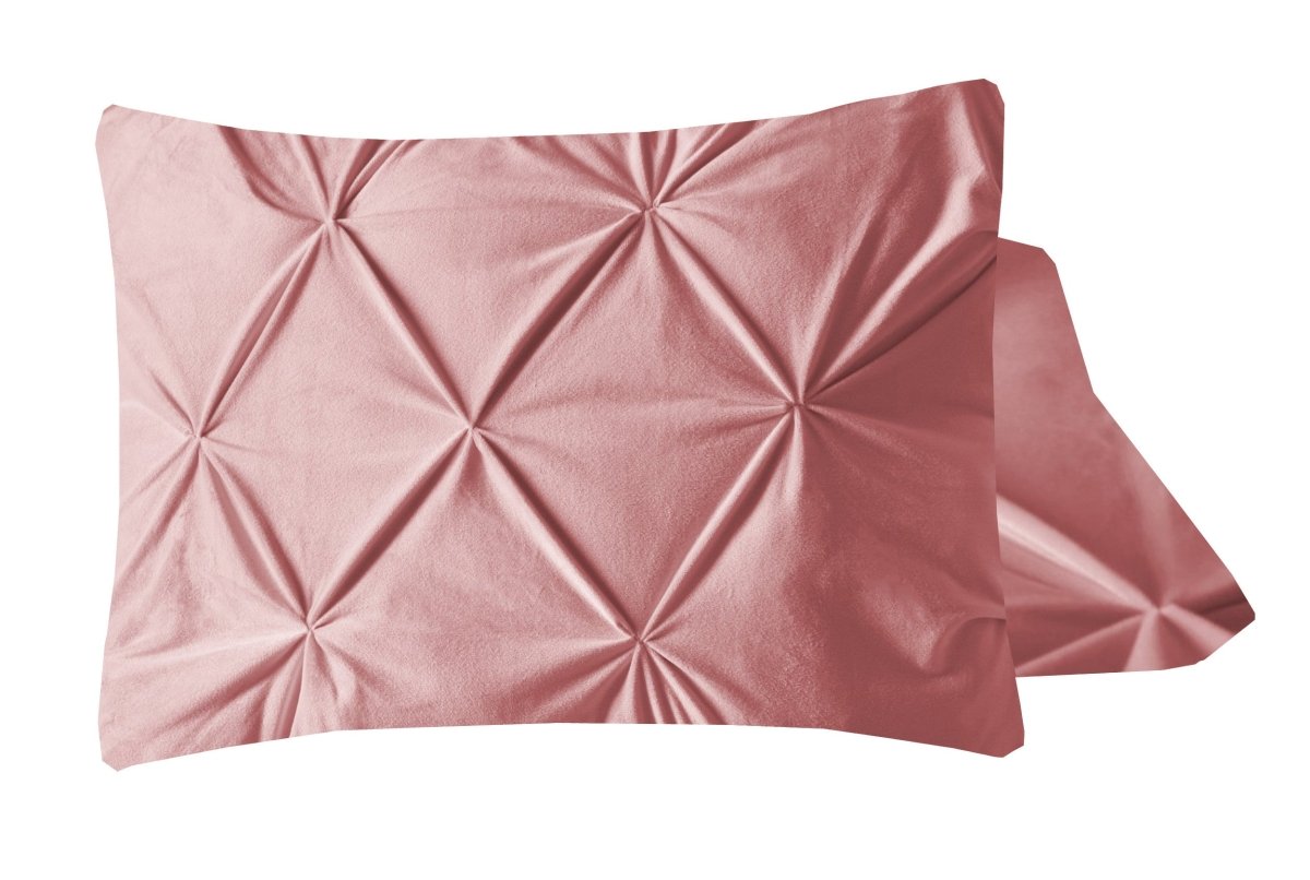 Velvet Pintuck Pillowcase | Pink | 60cm x 70cm - The Bedding & Blankets Store