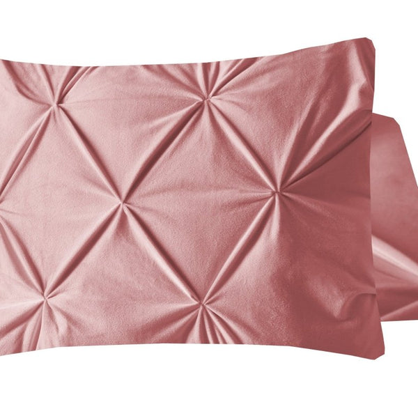Velvet Pintuck Pillowcase | Pink | 60cm x 70cm - The Bedding & Blankets Store