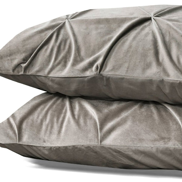 Velvet Pintuck Pillowcase | Sand | 60cm x 70cm - The Bedding & Blankets Store