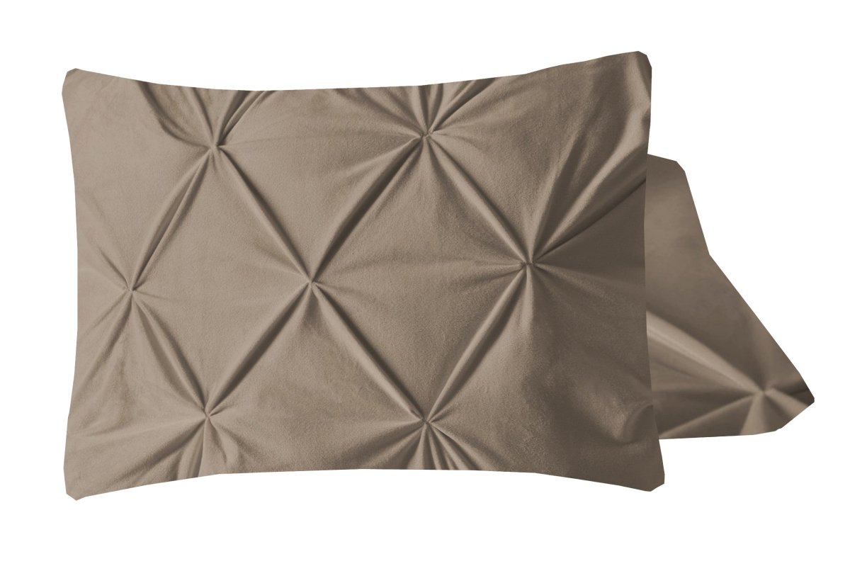Velvet Pintuck Pillowcase | Taupe | 60cm x 70cm - The Bedding & Blankets Store