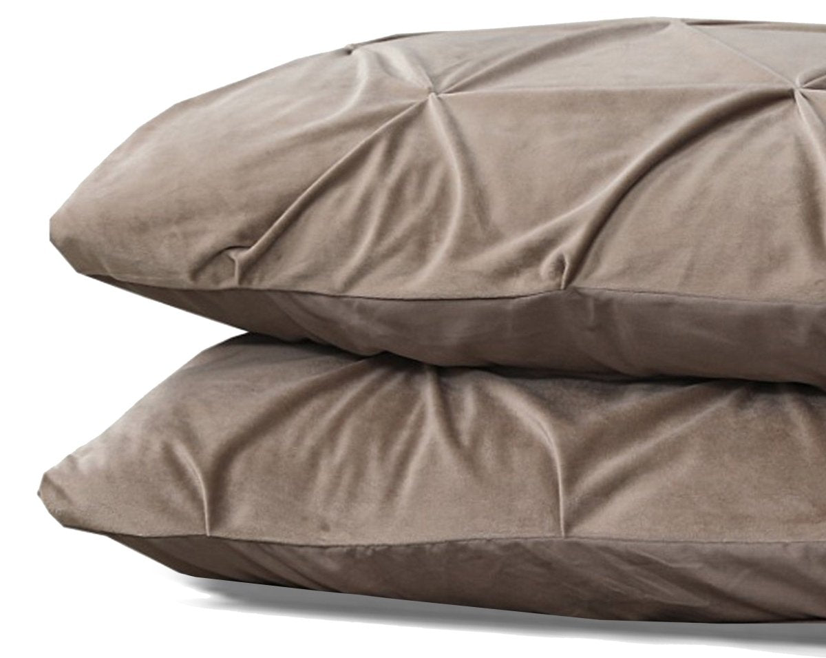 Velvet Pintuck Pillowcase | Taupe | 60cm x 70cm - The Bedding & Blankets Store