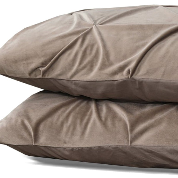 Velvet Pintuck Pillowcase | Taupe | 60cm x 70cm - The Bedding & Blankets Store
