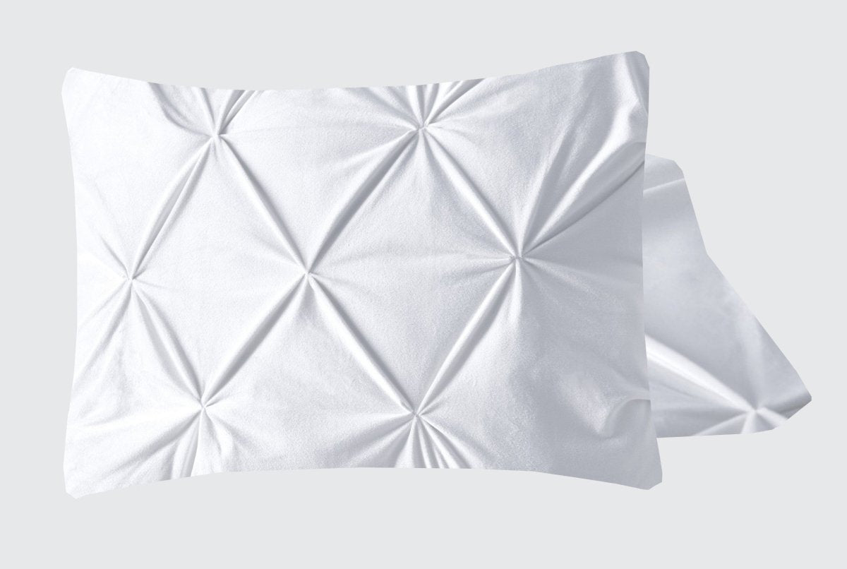 Velvet Pintuck Pillowcase | White | 60cm x 70cm - The Bedding & Blankets Store
