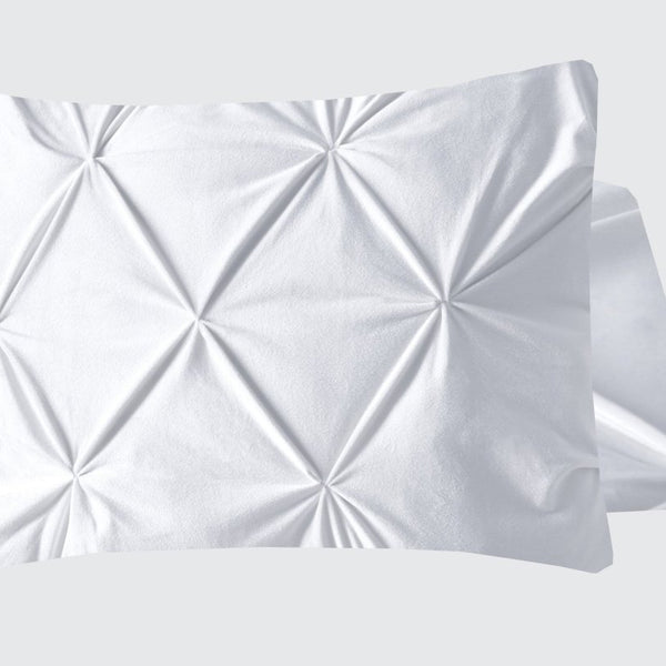Velvet Pintuck Pillowcase | White | 60cm x 70cm - The Bedding & Blankets Store