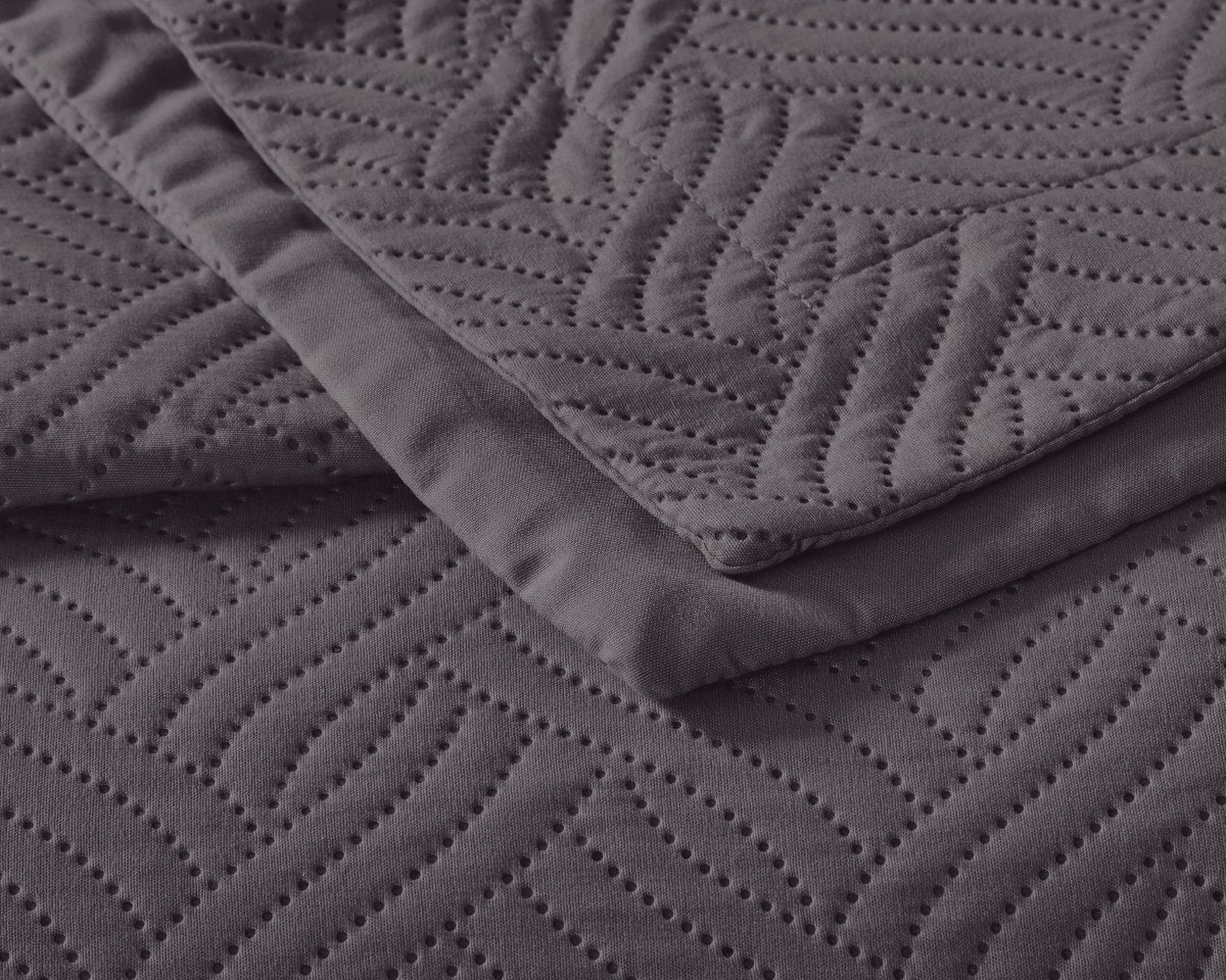 Wave Soft & Elegant Bedspread | Anthracite Grey | 260cm (W) x 250cm (L) - The Bedding & Blankets Store