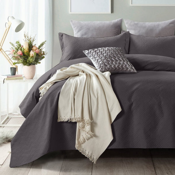 Wave Soft & Elegant Bedspread | Anthracite Grey | 260cm (W) x 250cm (L) - The Bedding & Blankets Store