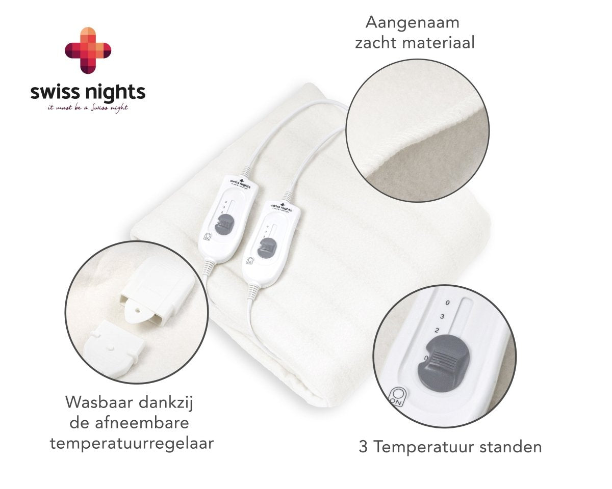 Electric Heated Underblanket With Overheat Protection 2 x 60W | White | Junior / Cot Bed - 140cm (W) x 150cm (L) - The Bedding & Blankets Store