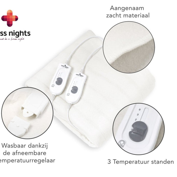 Electric Heated Underblanket With Overheat Protection 2 x 60W | White | Junior / Cot Bed - 140cm (W) x 150cm (L) - The Bedding & Blankets Store