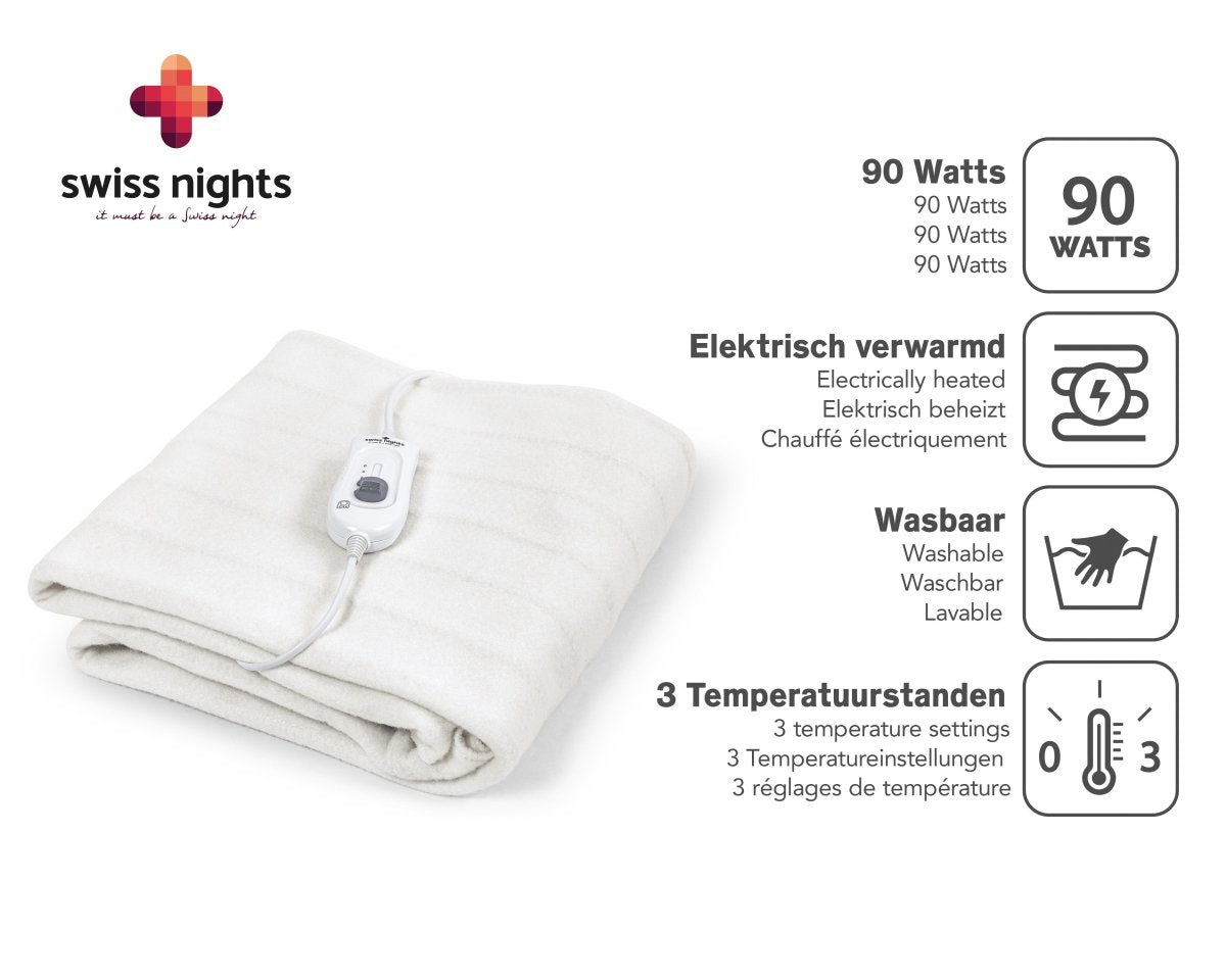 Electric Heated Underblanket With Overheat Protection 90W | White | Junior / Cot Bed - 140cm (W) x 150cm (L) - The Bedding & Blankets Store