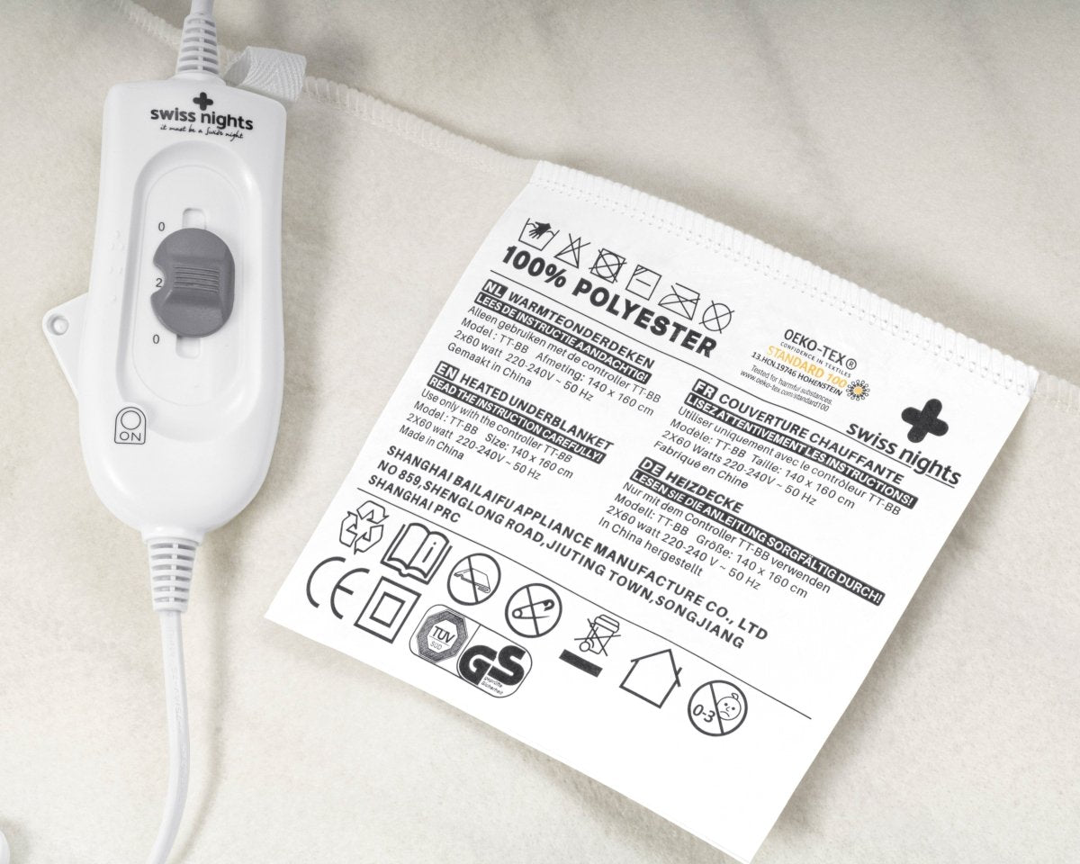 Electric Heated Underblanket With Overheat Protection 90W | White | Junior / Cot Bed - 140cm (W) x 150cm (L) - The Bedding & Blankets Store