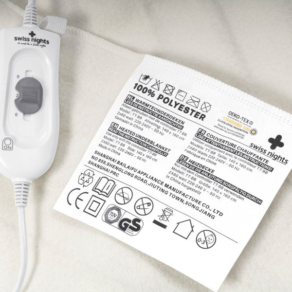 Electric Heated Underblanket With Overheat Protection 90W | White | Junior / Cot Bed - 140cm (W) x 150cm (L) - The Bedding & Blankets Store