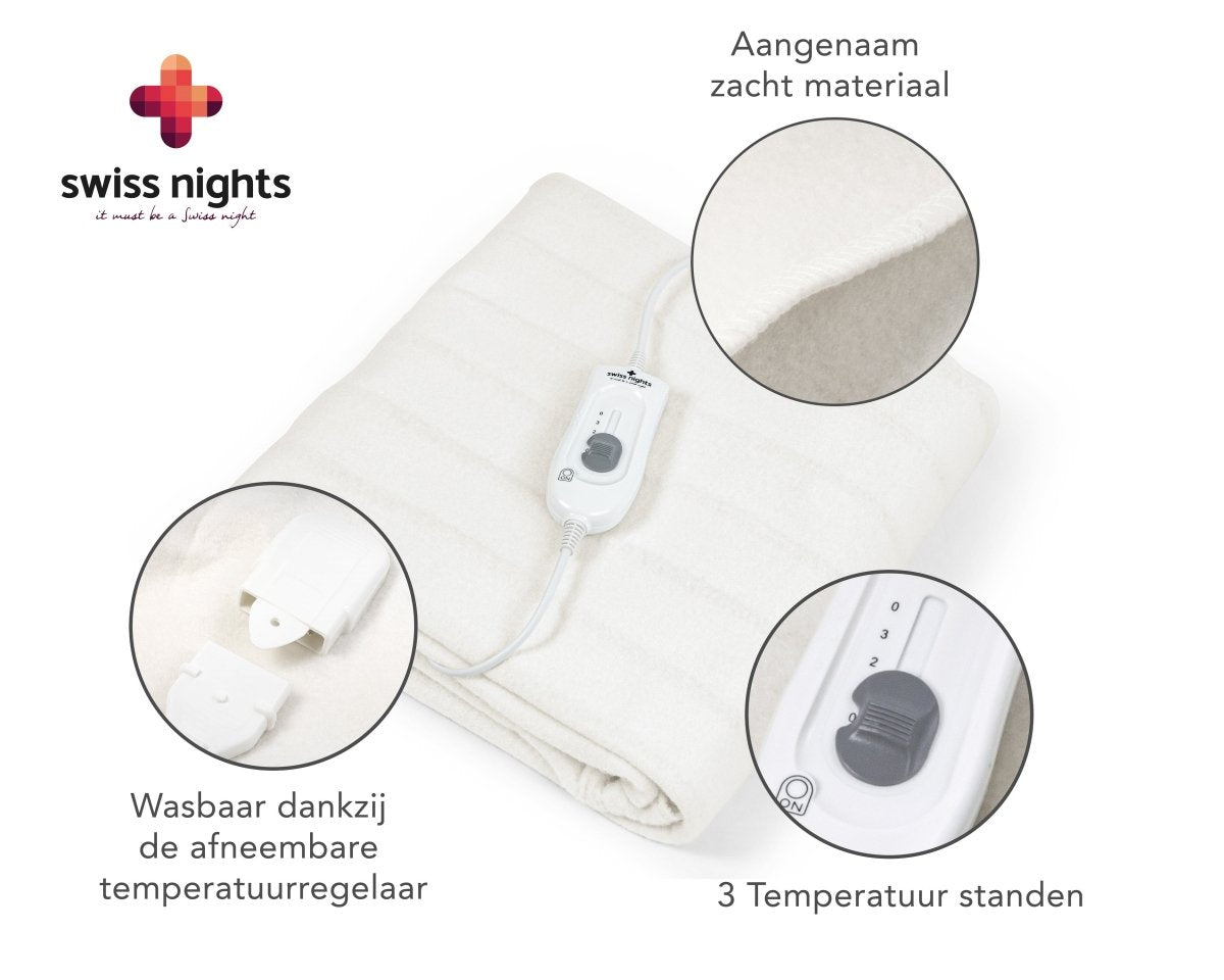Electric Heated Underblanket With Overheat Protection 90W | White | Junior / Cot Bed - 140cm (W) x 150cm (L) - The Bedding & Blankets Store