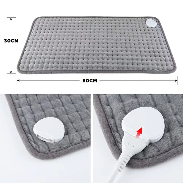 Warmth & Comfort Heated Pad | Grey | 60cm x 30cm - The Bedding & Blankets Store