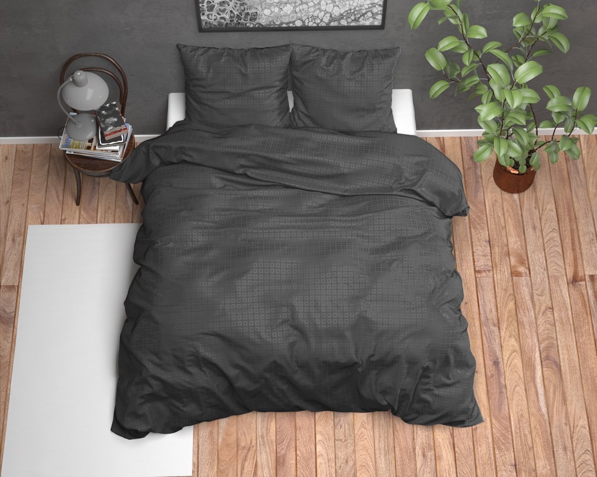 Micropercale Duvet Cover Set Alex | Black | King - 240cm (W) x 220cm (L) - The Bedding & Blankets Store