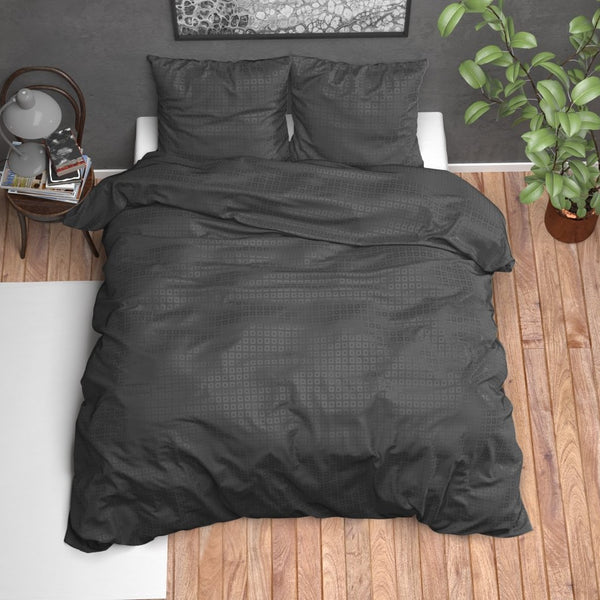 Micropercale Duvet Cover Set Alex | Black | King - 240cm (W) x 220cm (L) - The Bedding & Blankets Store