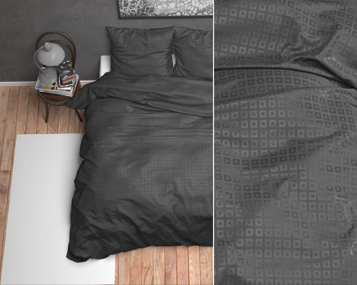 Micropercale Duvet Cover Set Alex | Black | King - 240cm (W) x 220cm (L) - The Bedding & Blankets Store