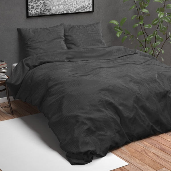 Micropercale Duvet Cover Set Alex | Black | King - 240cm (W) x 220cm (L) - The Bedding & Blankets Store