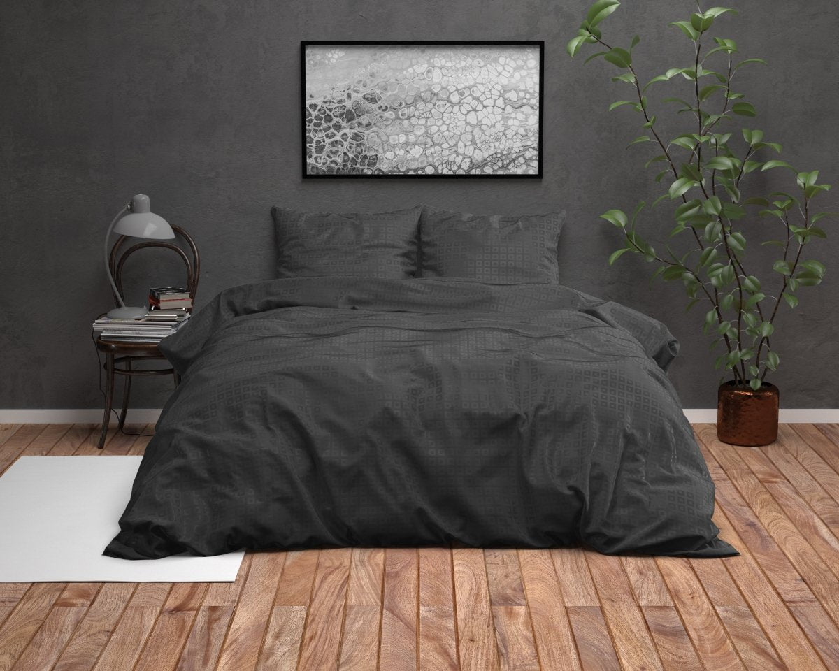 Micropercale Duvet Cover Set Alex | Black | King - 240cm (W) x 220cm (L) - The Bedding & Blankets Store