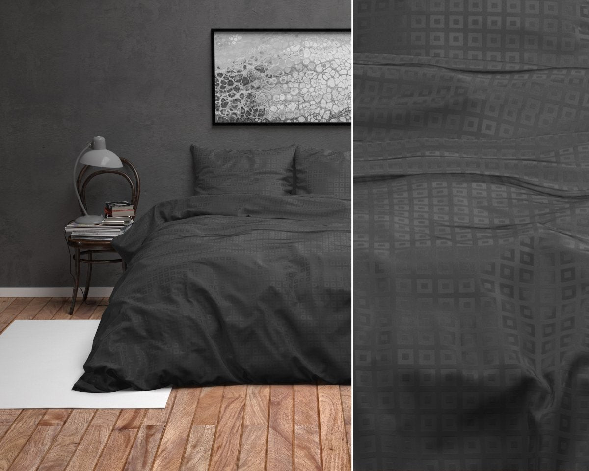 Micropercale Duvet Cover Set Alex | Black | King - 240cm (W) x 220cm (L) - The Bedding & Blankets Store