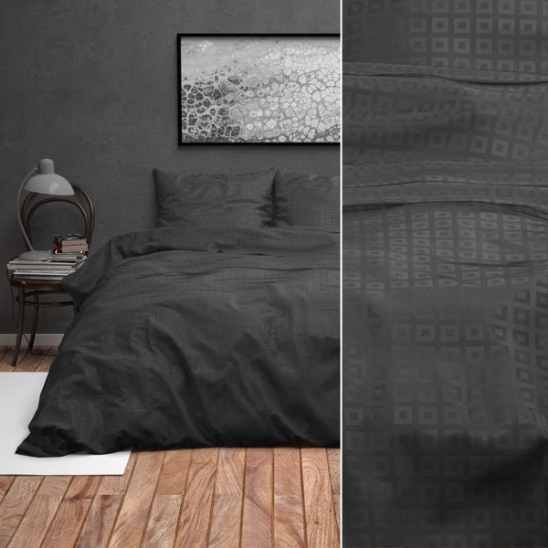 Micropercale Duvet Cover Set Alex | Black | King - 240cm (W) x 220cm (L) - The Bedding & Blankets Store