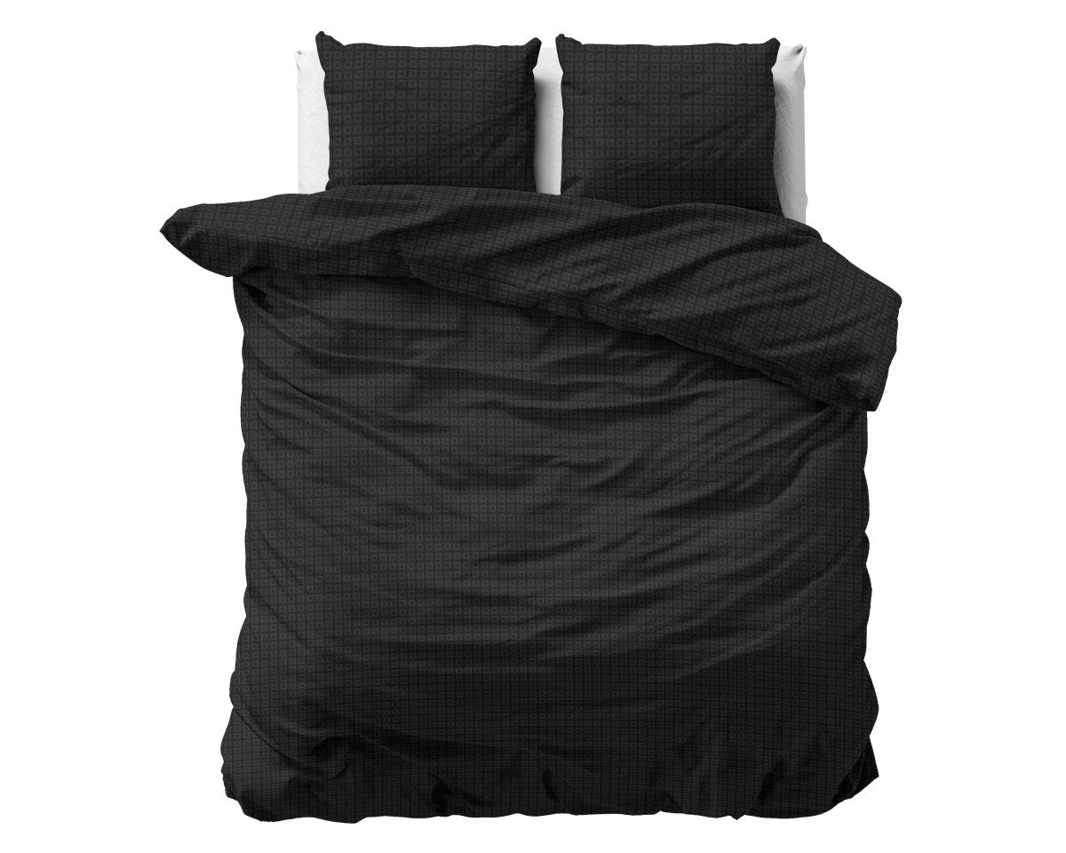 Micropercale Duvet Cover Set Alex | Black | King - 240cm (W) x 220cm (L) - The Bedding & Blankets Store