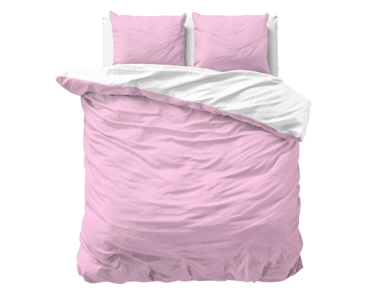 Micropercale Duvet Cover Set Twin Face | Pink/White | Double - 200cm (W) x 220cm (L) - The Bedding & Blankets Store