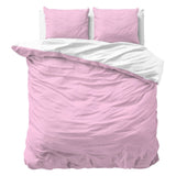 Micropercale Duvet Cover Set Twin Face | Pink/White | Double - 200cm (W) x 220cm (L) - The Bedding & Blankets Store