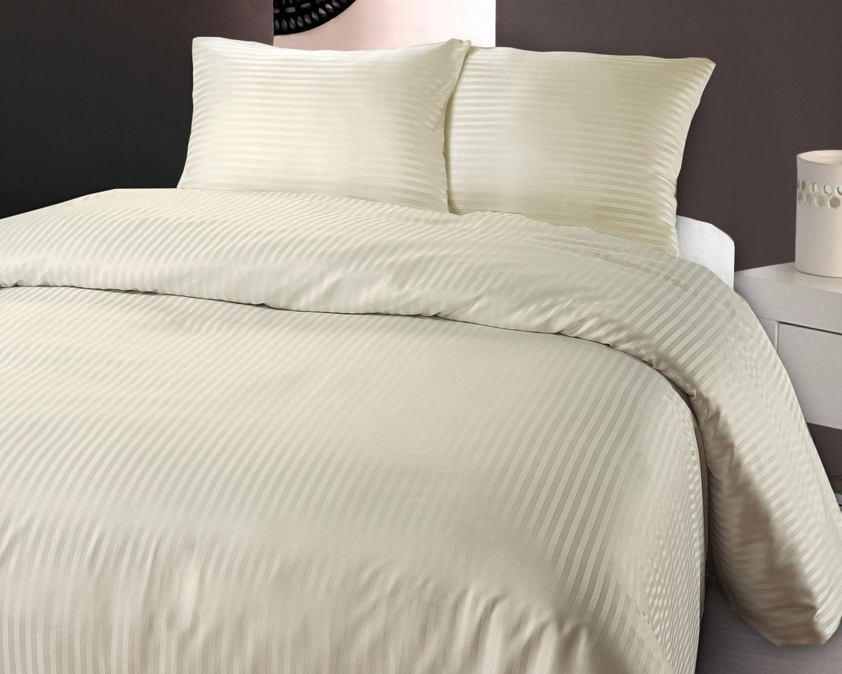 Premium Microfibre Percale Duvet Cover Set Dallas | Cream | Single - 140cm (W) x 220cm (L) - The Bedding & Blankets Store