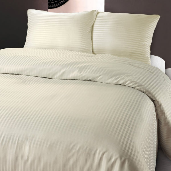 Premium Microfibre Percale Duvet Cover Set Dallas | Cream | Single - 140cm (W) x 220cm (L) - The Bedding & Blankets Store