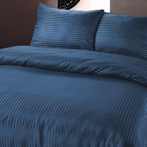 Premium Microfibre Percale Duvet Cover Set Dallas | Navy | Single - 140cm (W) x 220cm (L) - The Bedding & Blankets Store